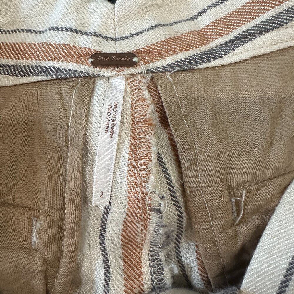 FREE PEOPLE Striped Linen Beachy Wide Leg Pants Trousers - Size 2 - Picture 8 of 9